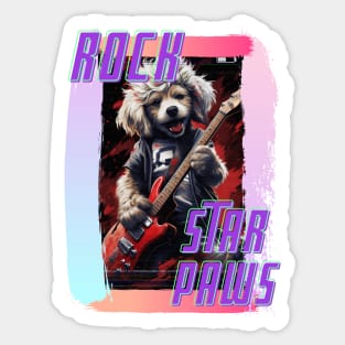 "Rock Star Dog: Rocker Canine with Electric Guitar" Sticker